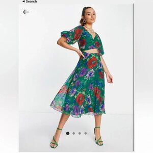 ASOS Green Floral Midi Dress